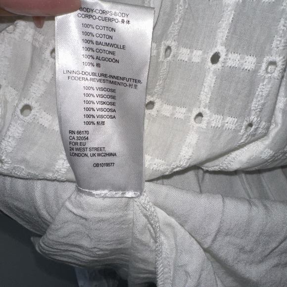 Anthropologie Thames White Eyelit Cotton Mini Dress‎ Long Sleeve Size 2 - Picture 11 of 11